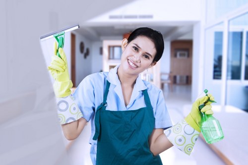 Professional carpet cleaning equipment in a business space